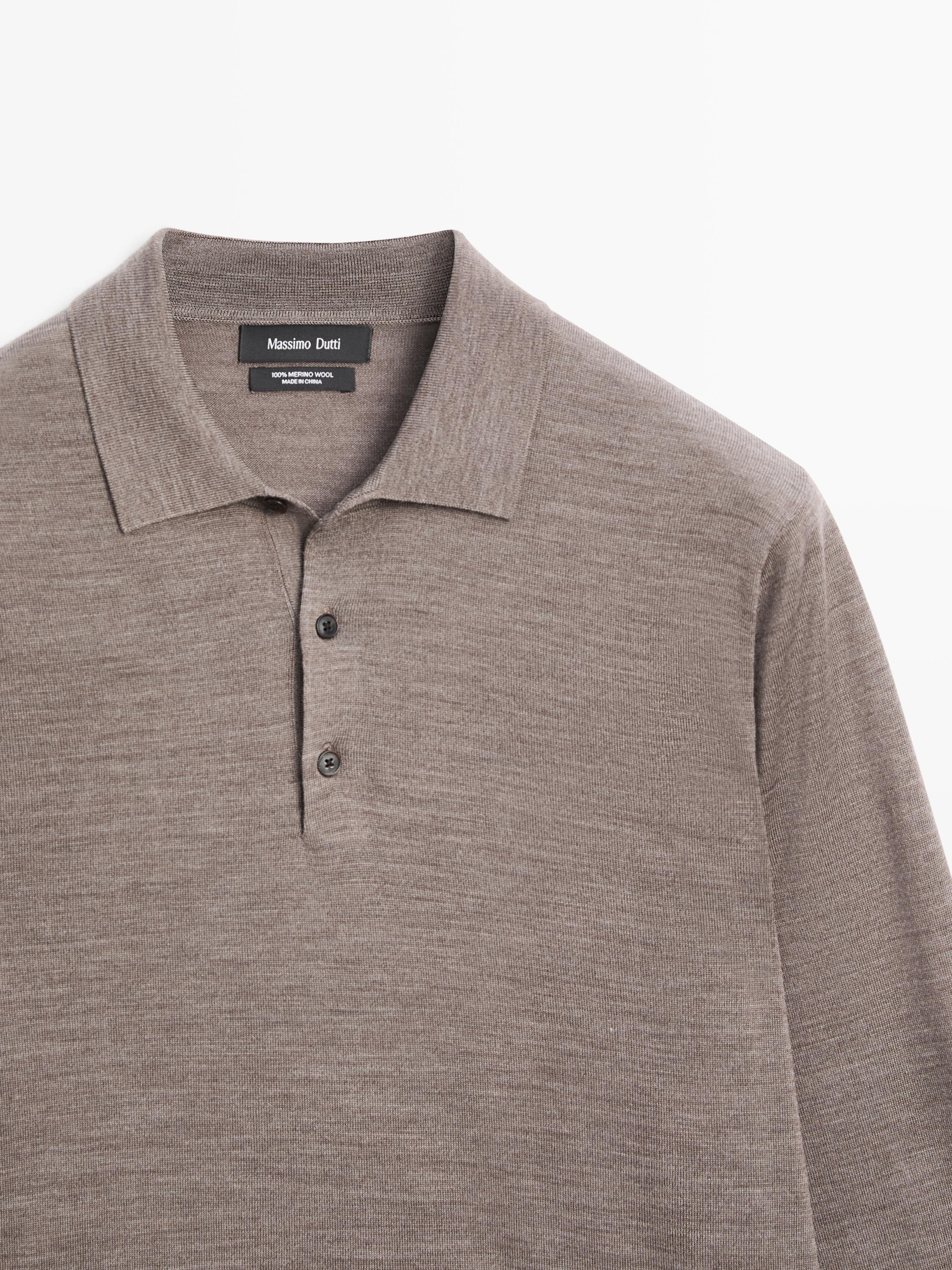 100% wool knit sweater with polo collar